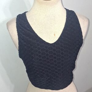 Navy Blue/ Textured Sleeveless Crop Top/ W Sz L/XL